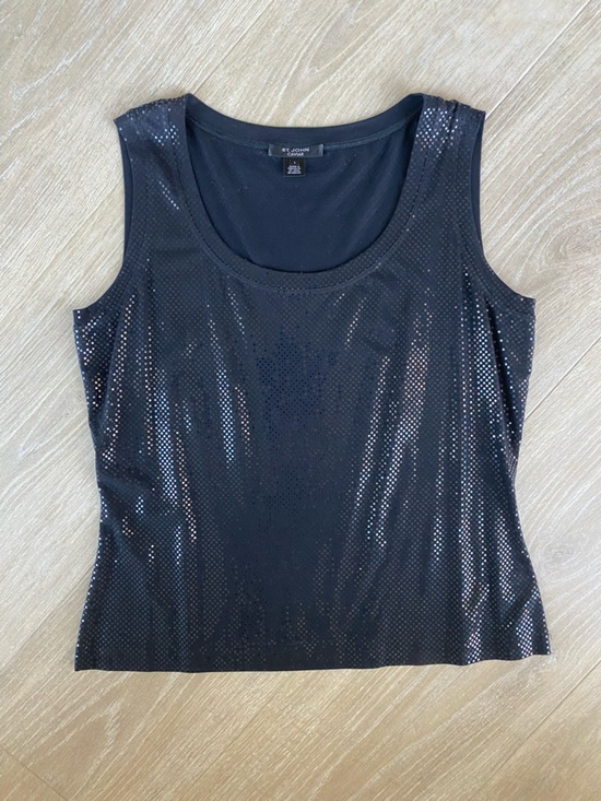 St. John Tops - St. John Caviar Black Shimmer Sleeveless Tank Top Size Large